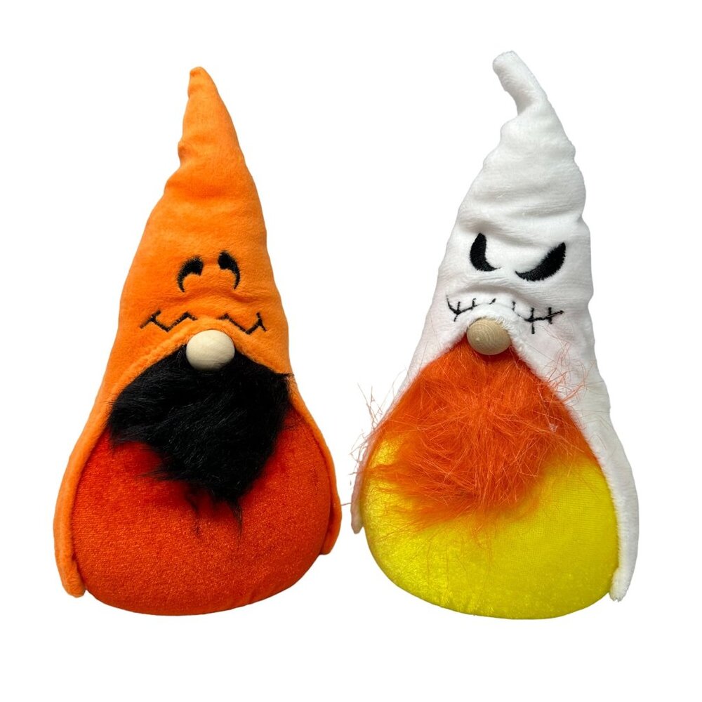 Halloween Gnome Light Up Decor Candy Corn Pumpkin Ghost 9 Inch Orange White